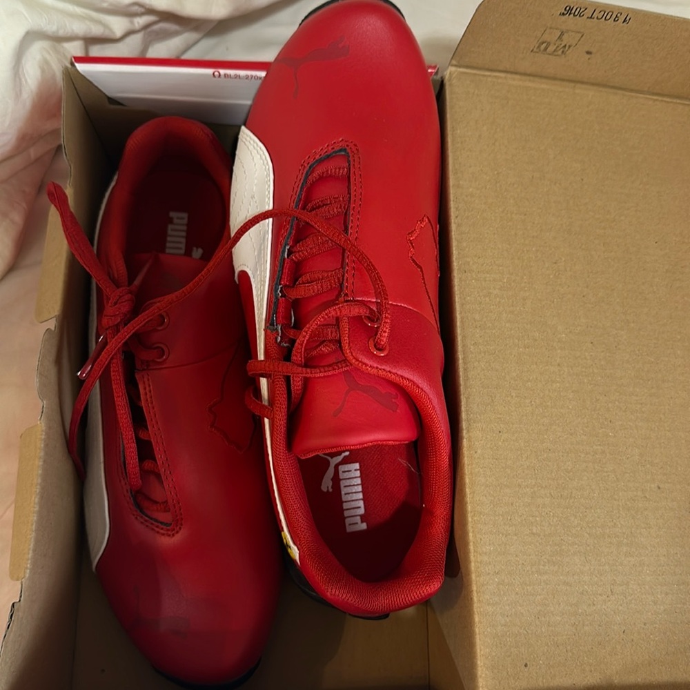 New never worn puma, big kid future cat SF junior Ferrari shoes size 5.5